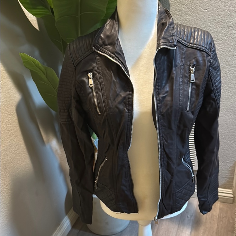 NWOT Women's Brown Pleather Jacket